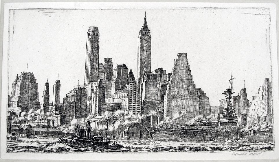 Skyline from Pier 10, Brooklyn by Reginald Marsh