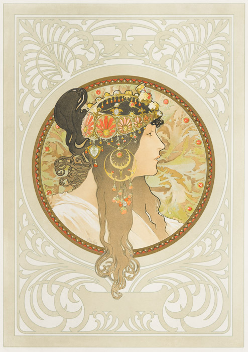 Byzantine Head – Brunette by Alphonse Mucha