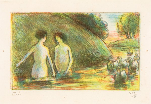 Baigneuses Gardeuses D’oies (bathing Women Tending Geese) by Camille Pissarro