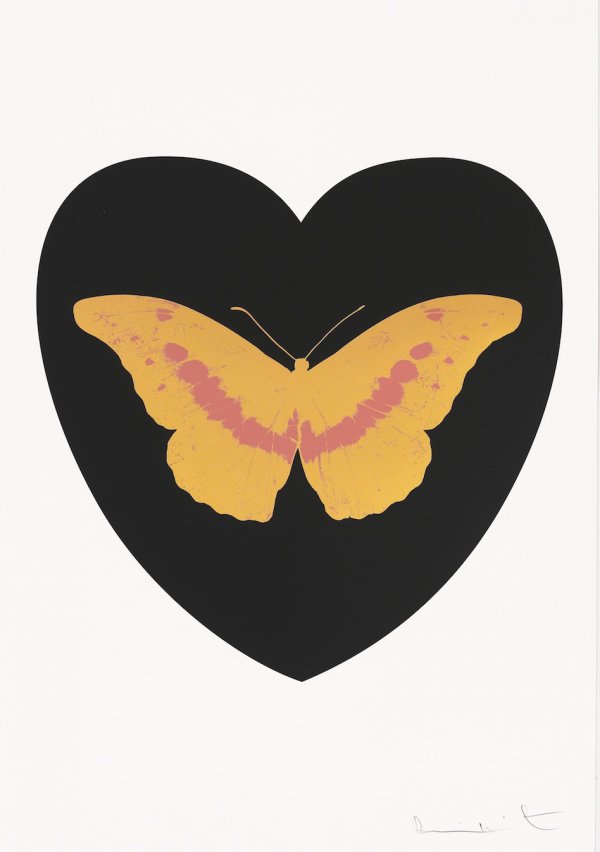 I Love You – Black, Cool Gold, Loganberry by Damien Hirst