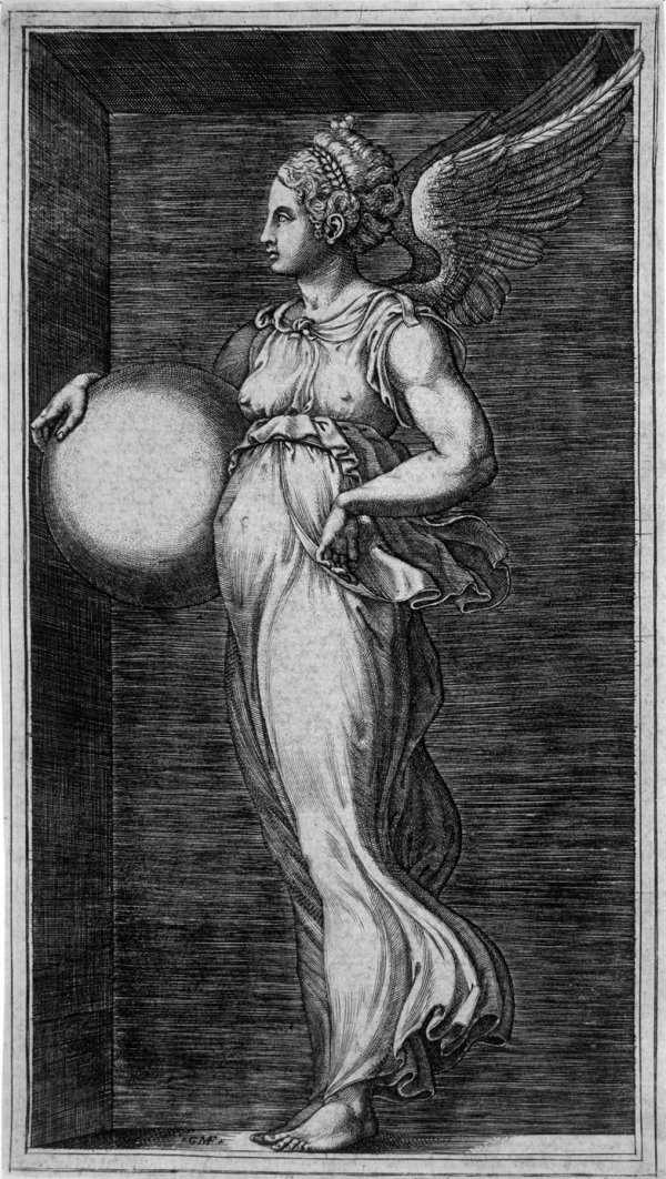 Allegorical Figure, Holding A Ball by Giorgio Ghisi