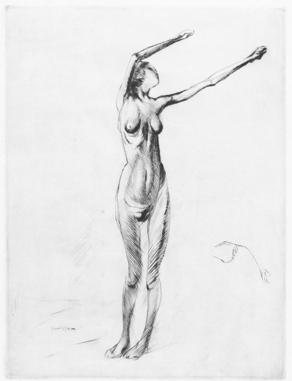 Nude Standing, With Arms Raised by Jacques Villon