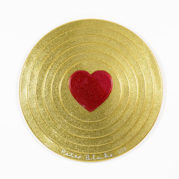 Red Heart On Gold Target (metal Flake) by Peter Blake