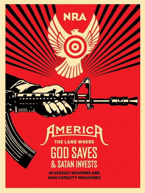 God Saves & Satan Invests by Shepard Fairey