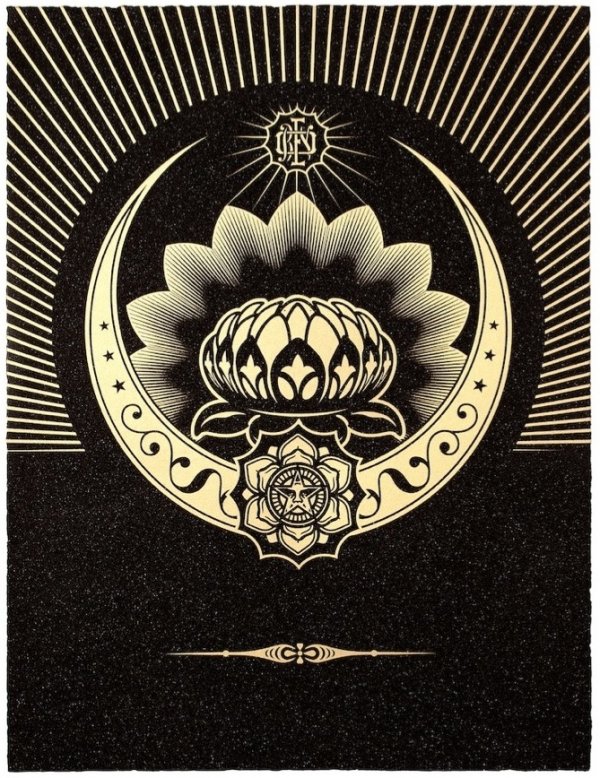 Obey Lotus Crescent (black / Gold) by Shepard Fairey