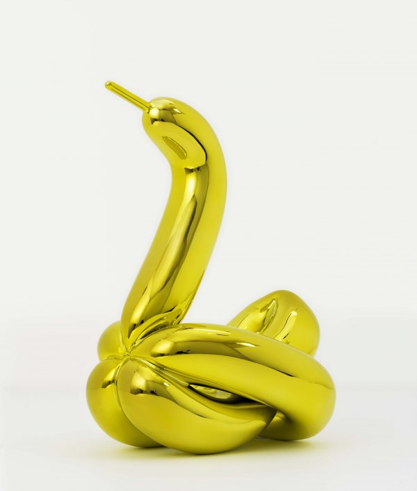 Yellow Balloon Swan by Jeff Koons