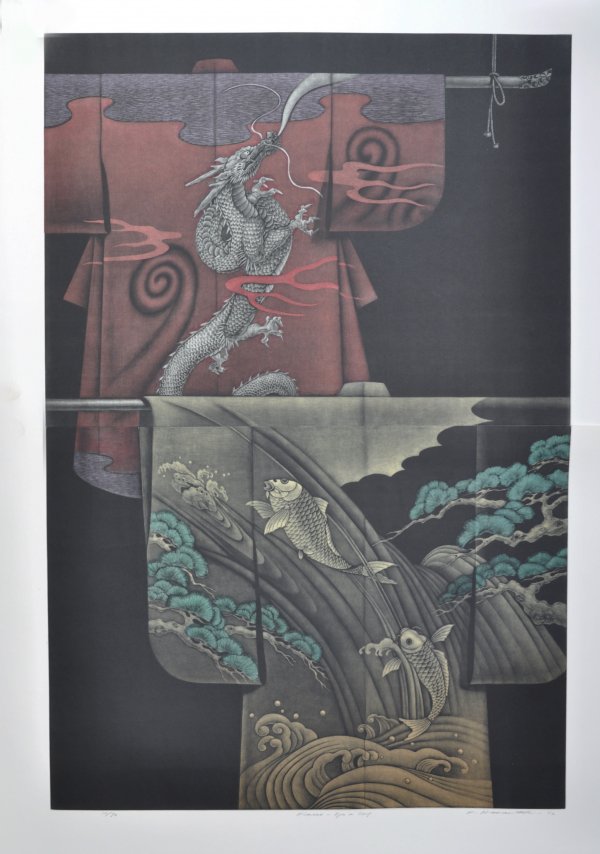 Kimono – Ryu And Carp (diptych) by Katsunori Hamanishi