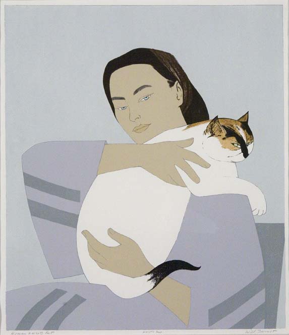 Woman And White Cat by Will Barnet