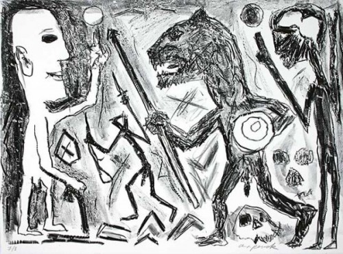 Homer U. Aristoteles, 1 Blatt by A.R. Penck