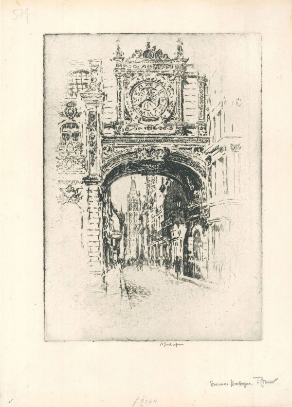 Grosse Horloge, Rouen by Joseph Pennell