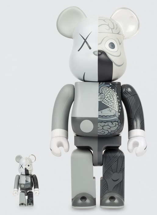 Dissected Companion: Bearbrick 400% & 100% (grey) by KAWS