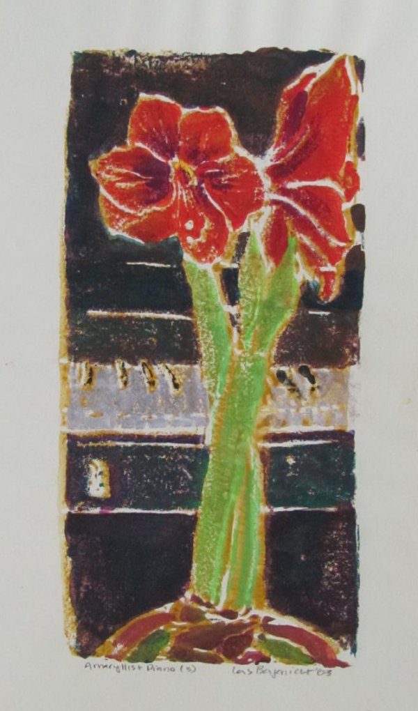 Amaryllis And Piano by Lois Borgenicht