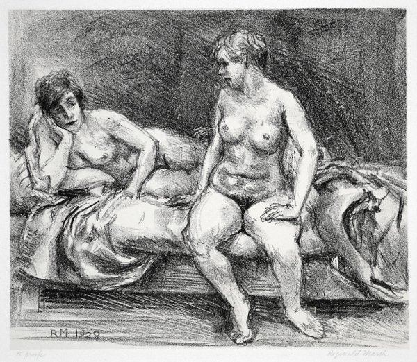 Two Models On A Bed by Reginald Marsh