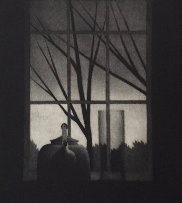 Window w/vase & trees by Robert Kipniss