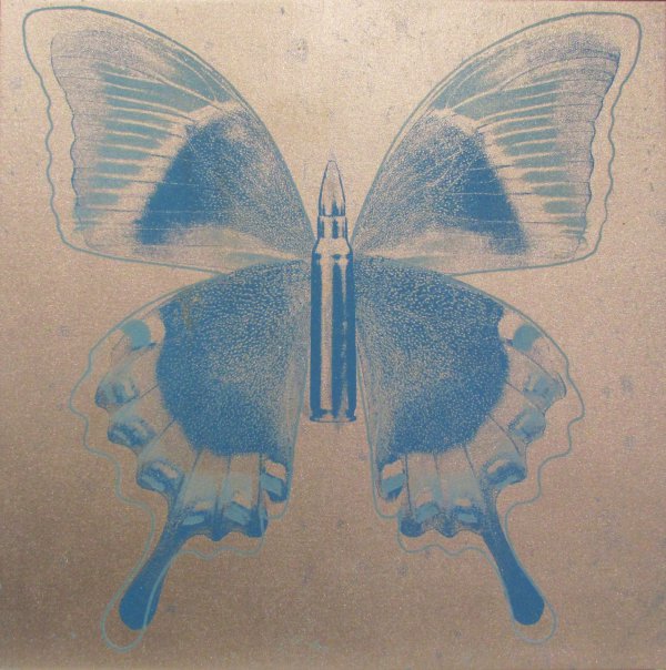 Blue Butterfly On Silver by Rubem Robierb