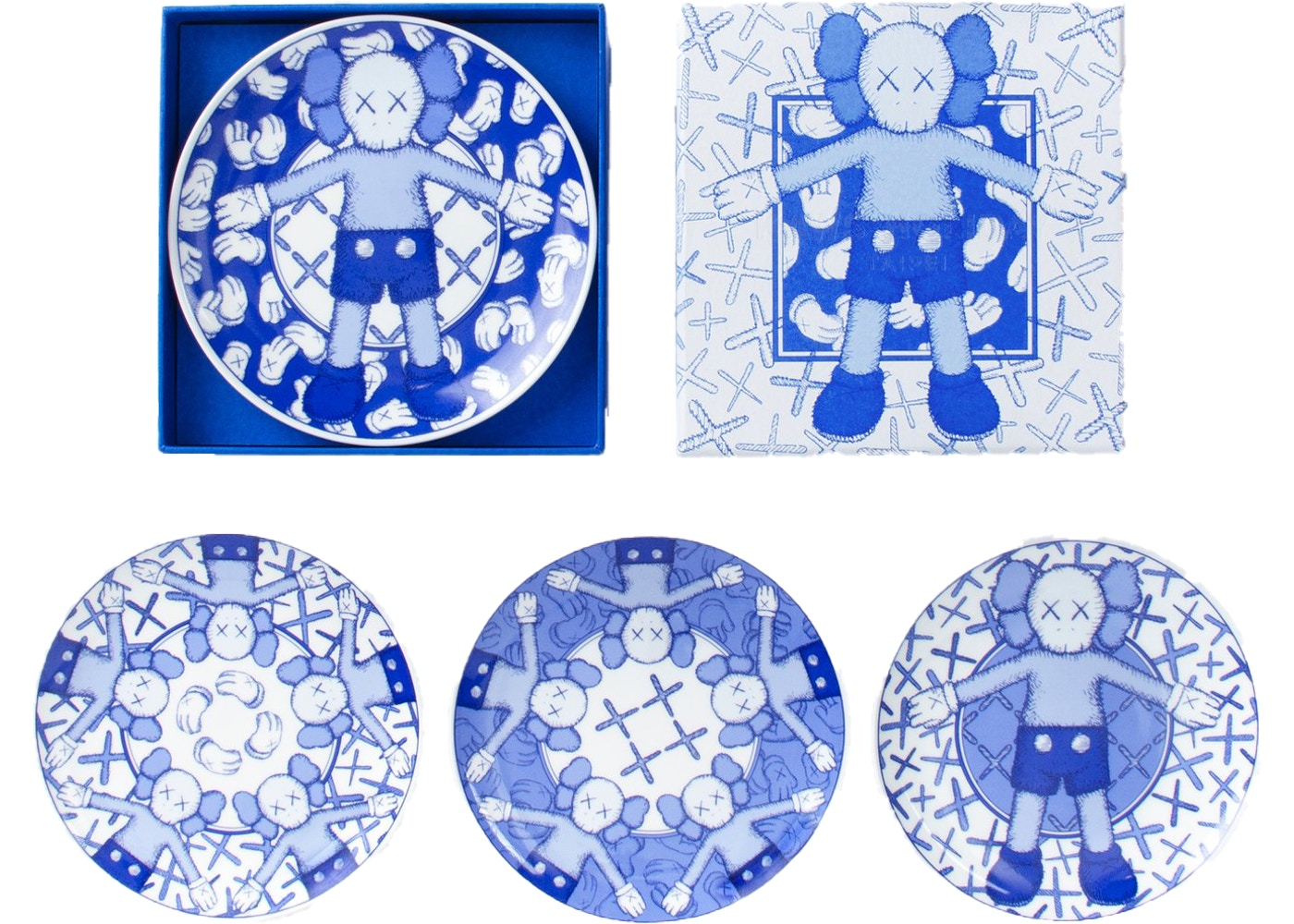 Holiday Ceramic Plate (set Of 4) Blue/white by KAWS