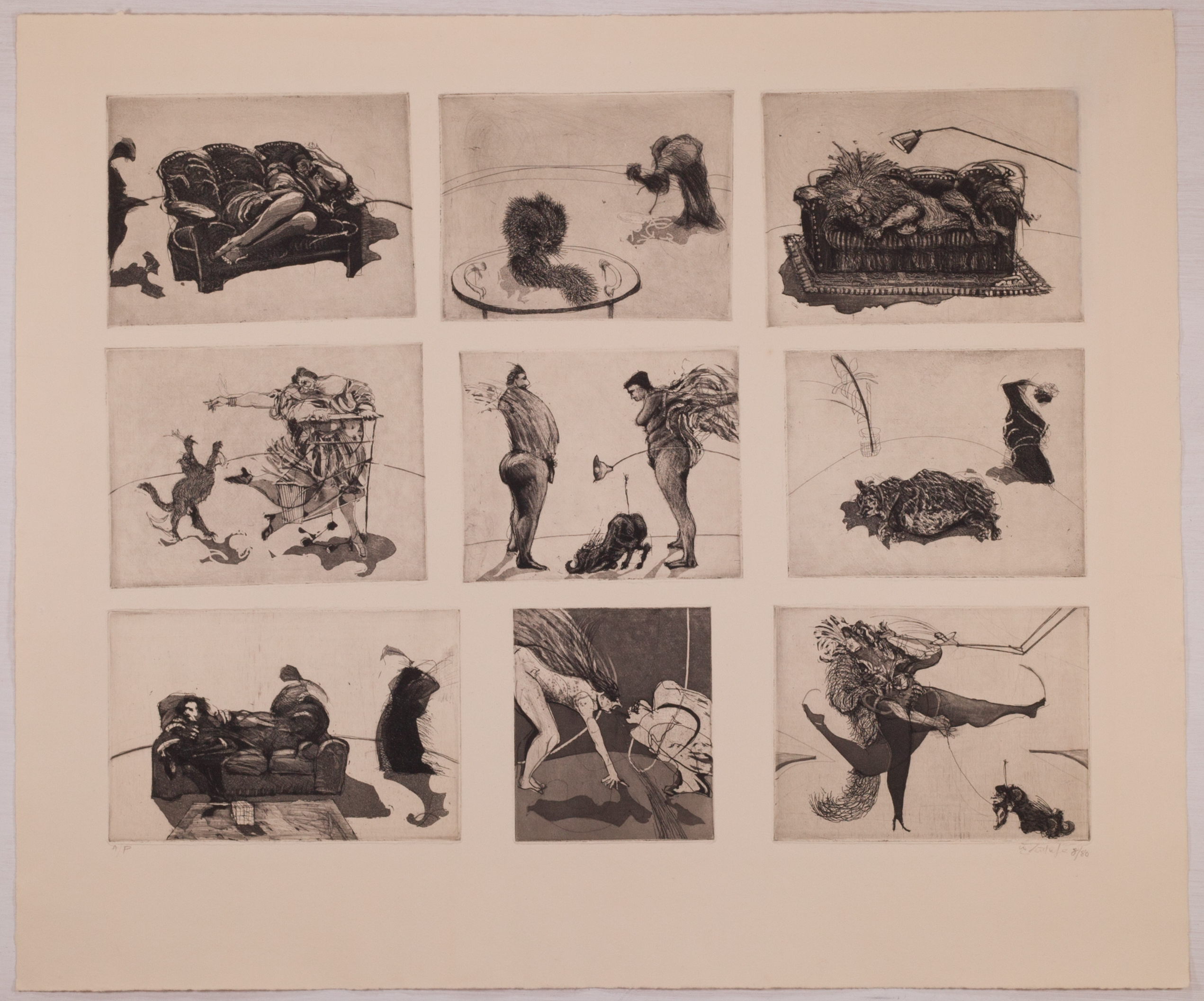 “domestic Scenes” (nine Plates On One Sheet) by William Kentridge