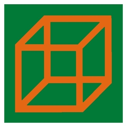 Cubes In Color On Color (orange Green) by Sol LeWitt