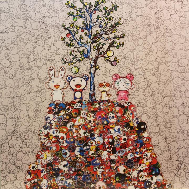 Kaikai, Kiki, Dob And Pom Atop The Mound Of Dead by Takashi Murakami