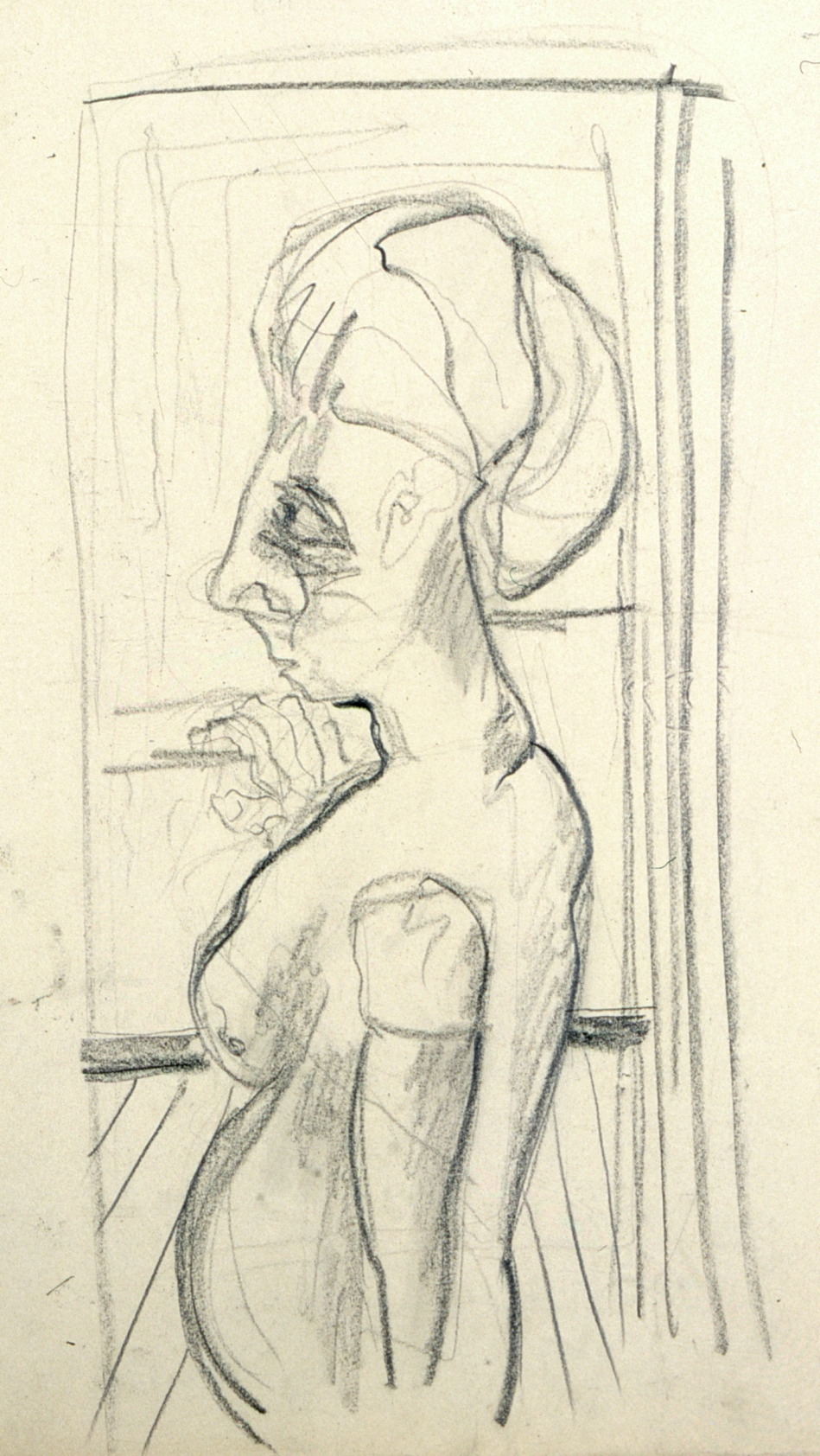 Untitled (female Nude In Front Of An Open Window) by Fritz Winter