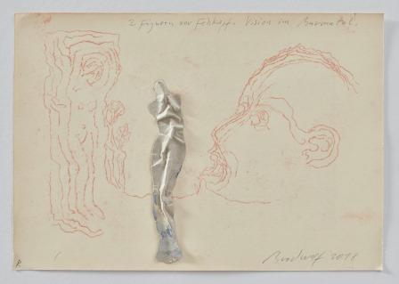 Zwei Figuren Vor Felskopf – Vision Im Bavonatal  (two Figures In Front Of A Rock-head (vision In Bav... by Jürgen Brodwolf