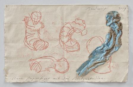 Blaue Papierfigur Mit Drei Büstenstudien (blue Figure With Three Bust-studies) by Jürgen Brodwolf