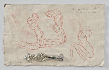 Liegende Vor Drei Aktstudien (reclining Figure In Front Of Three Nude Studies) by Jürgen Brodwolf