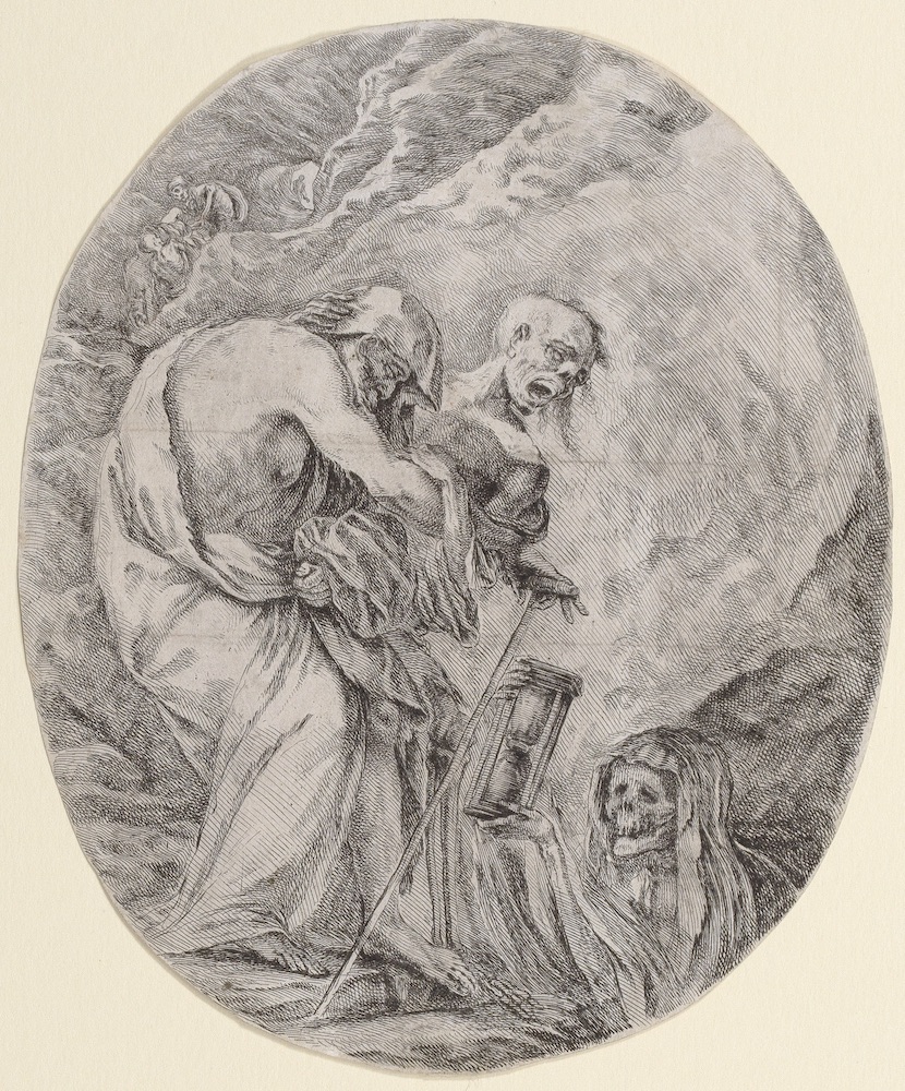 Death Dragging An Old Man To His Tomb by Stefano Della Bella