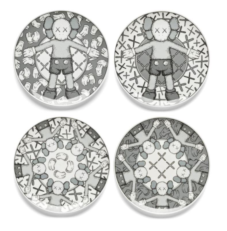 Limited Ceramic Plate Set – Grey (set Of 4) by KAWS