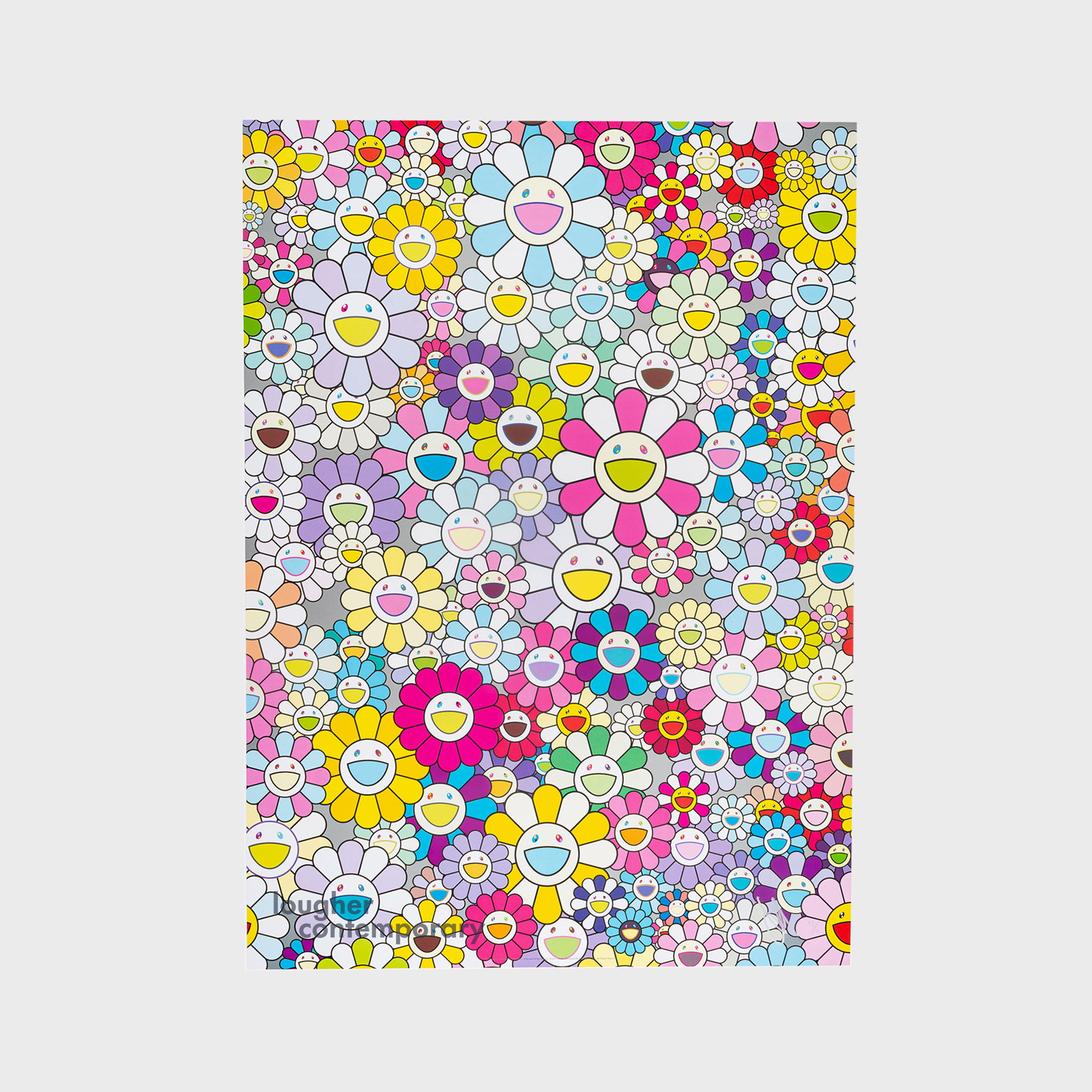 Champagne Supernova: Multicolor + Pink And White Strips by Takashi Murakami