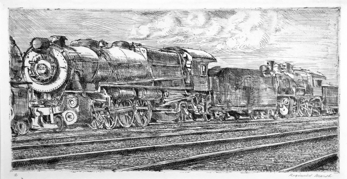 Pennsylvania Rail Road Loco Waiting to be Junked by Reginald Marsh