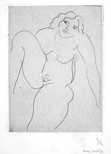 Nu de face, jambe droite repliee by Henri Matisse