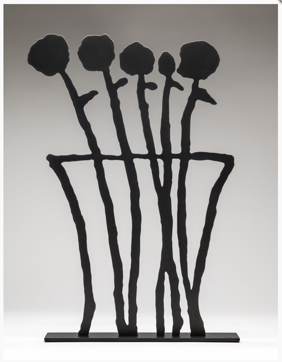 Black Flowers Sculpture by Donald Baechler