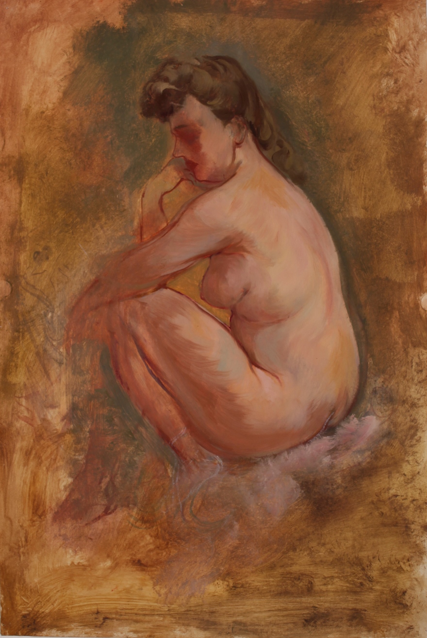 Weiblicher Akt, nachdenklich sitzend (Female Nude, sitting contemplative) by George Grosz