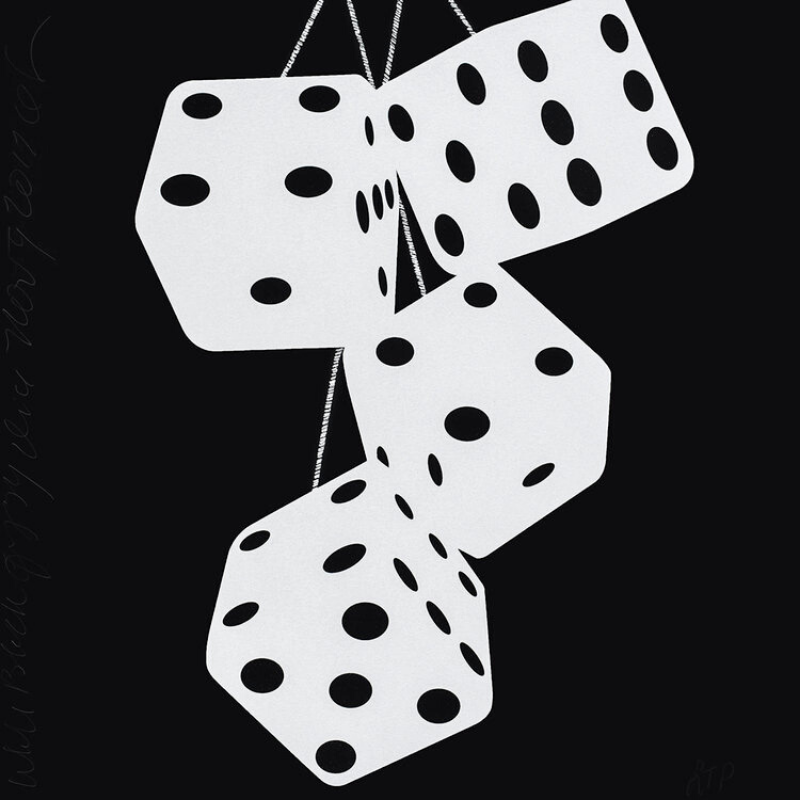 White Black Fuzzy Dice by Donald Sultan