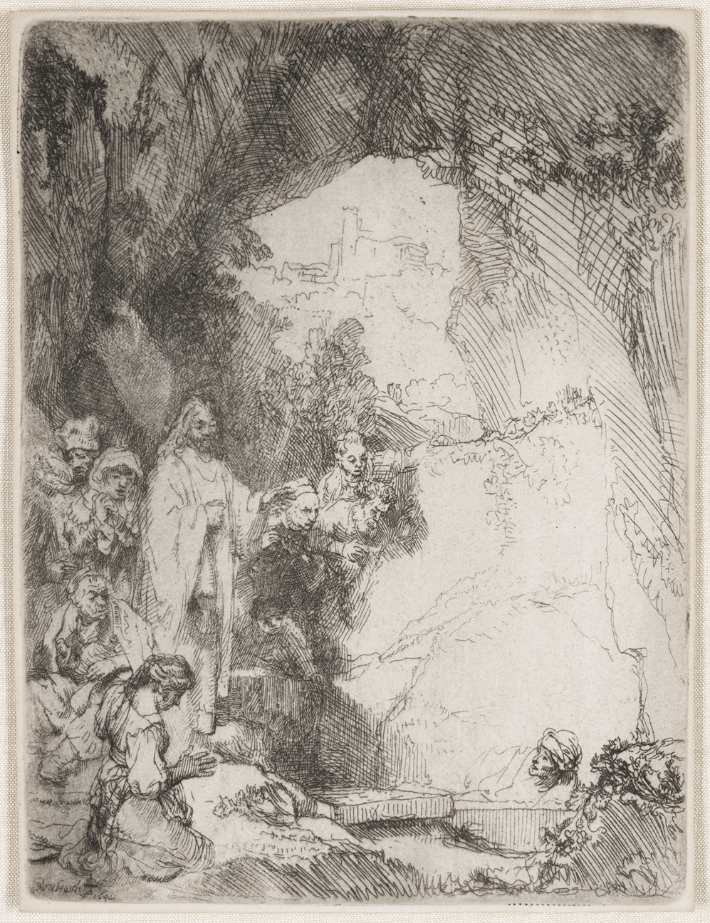 The Raising of Lazarus:  Small Plate by Harmensz van Rijn Rembrandt