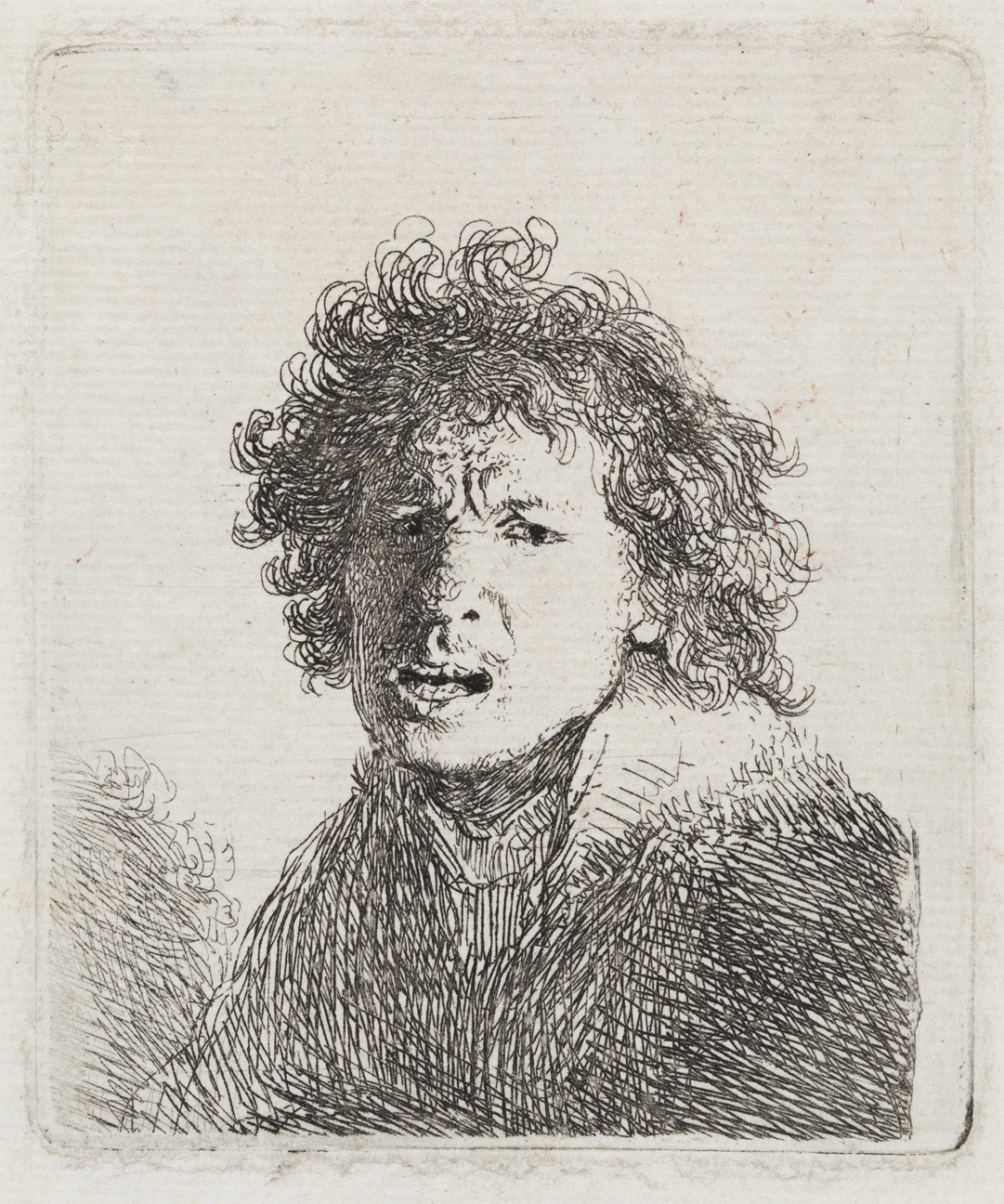 Self-Portrait Open Mouthed, as if Shouting:  Bust by Harmensz van Rijn Rembrandt