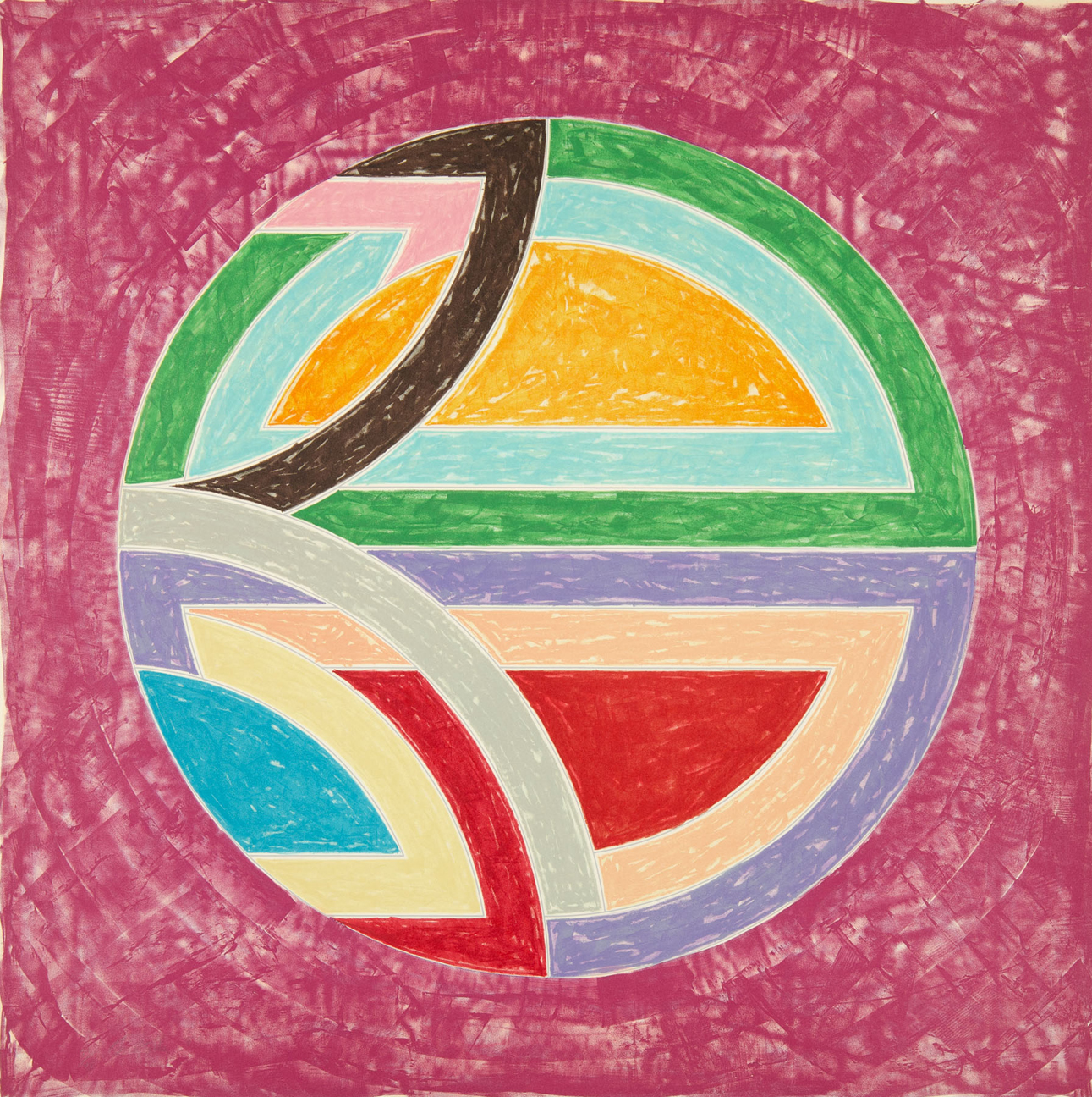 Sinjerli Variation Squared with Colored Ground I by Frank Stella