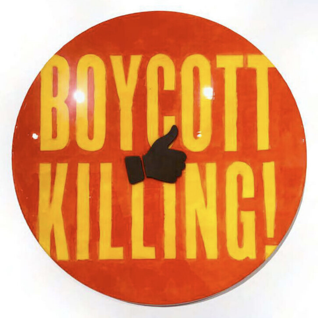 Boycott Killing – Jumbo Campaign Button by DL Warfield