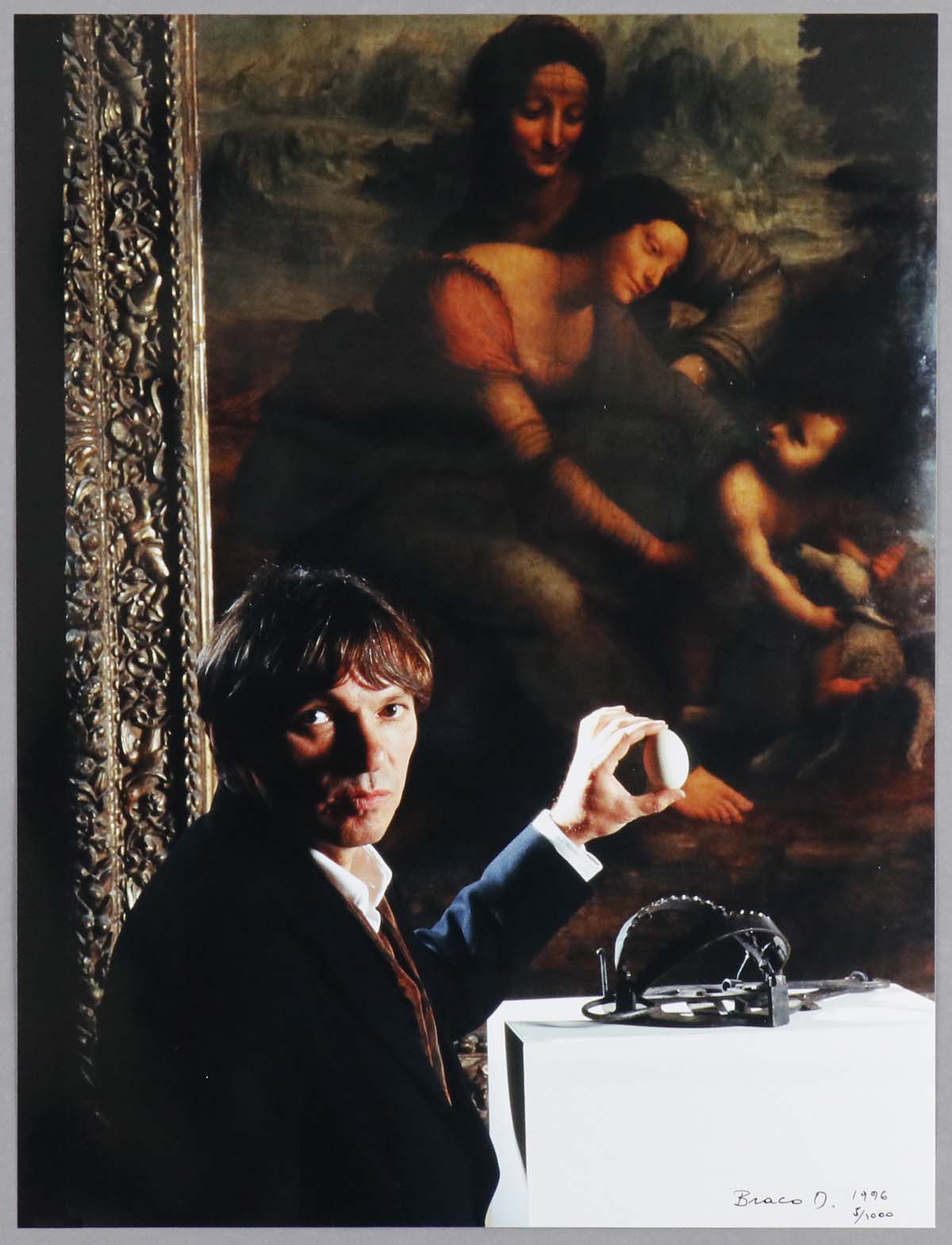 Selfportrait with an Egg and Leonardo’s Madona (1996) by Braco Dimitrijevic