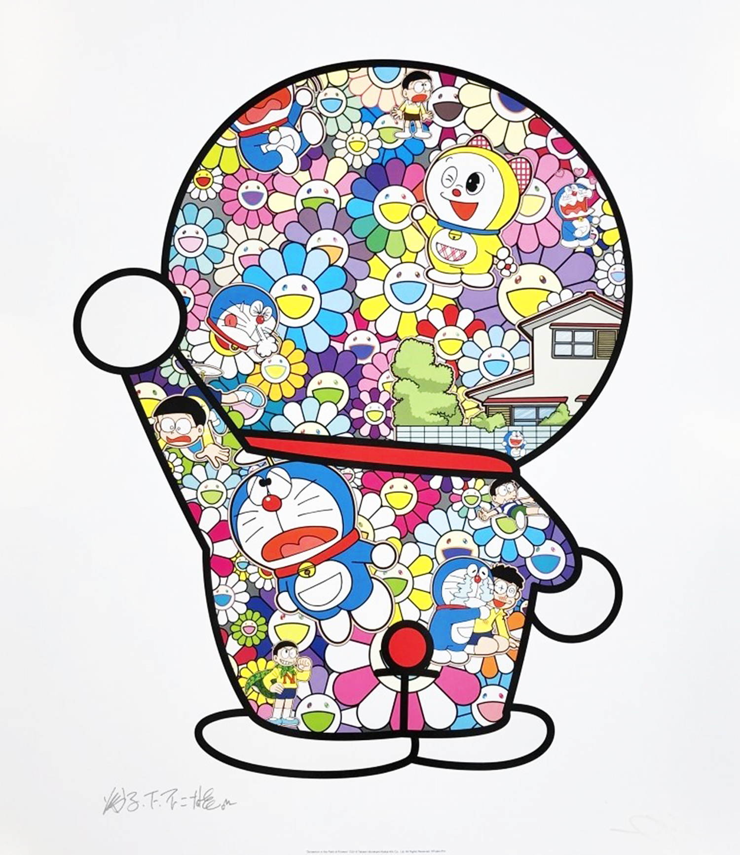 Doraemon In the Field of Flowers by Takashi Murakami