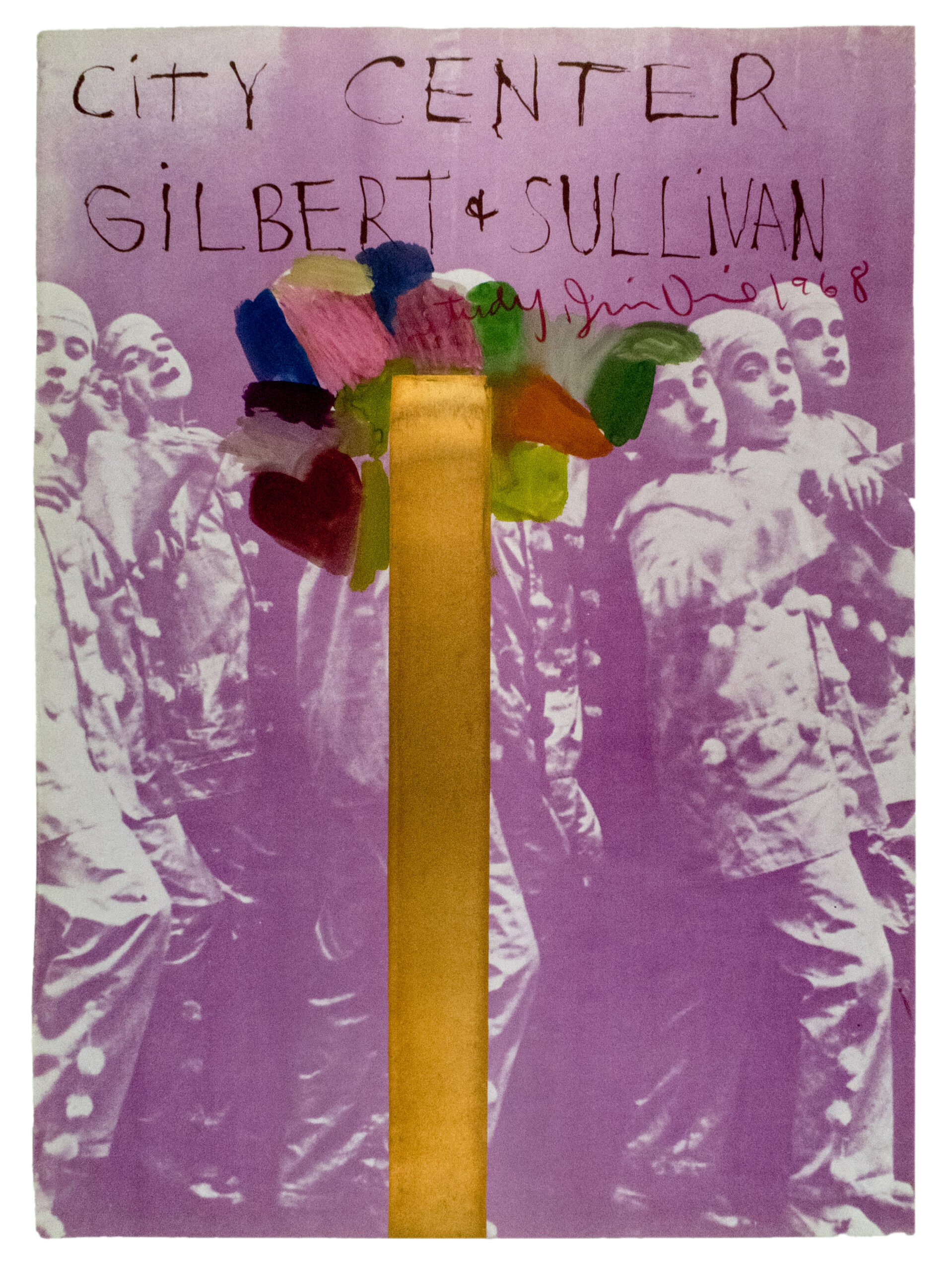 Hand painted City Center, New York “Gilbert and Sullivan” 1968 poster by Jim Dine