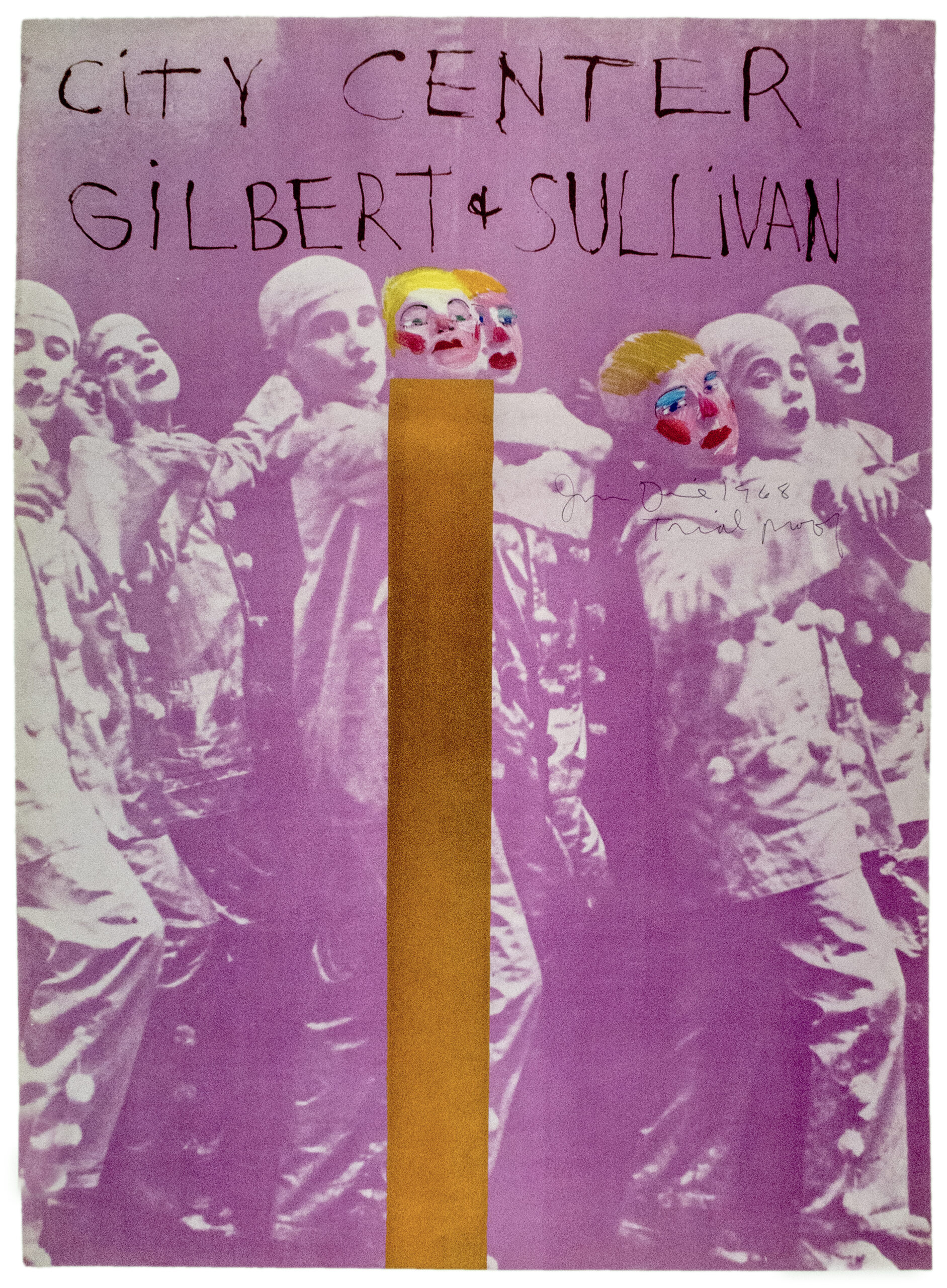 Hand painted City Center, New York “Gilbert and Sullivan” 1968 poster by Jim Dine