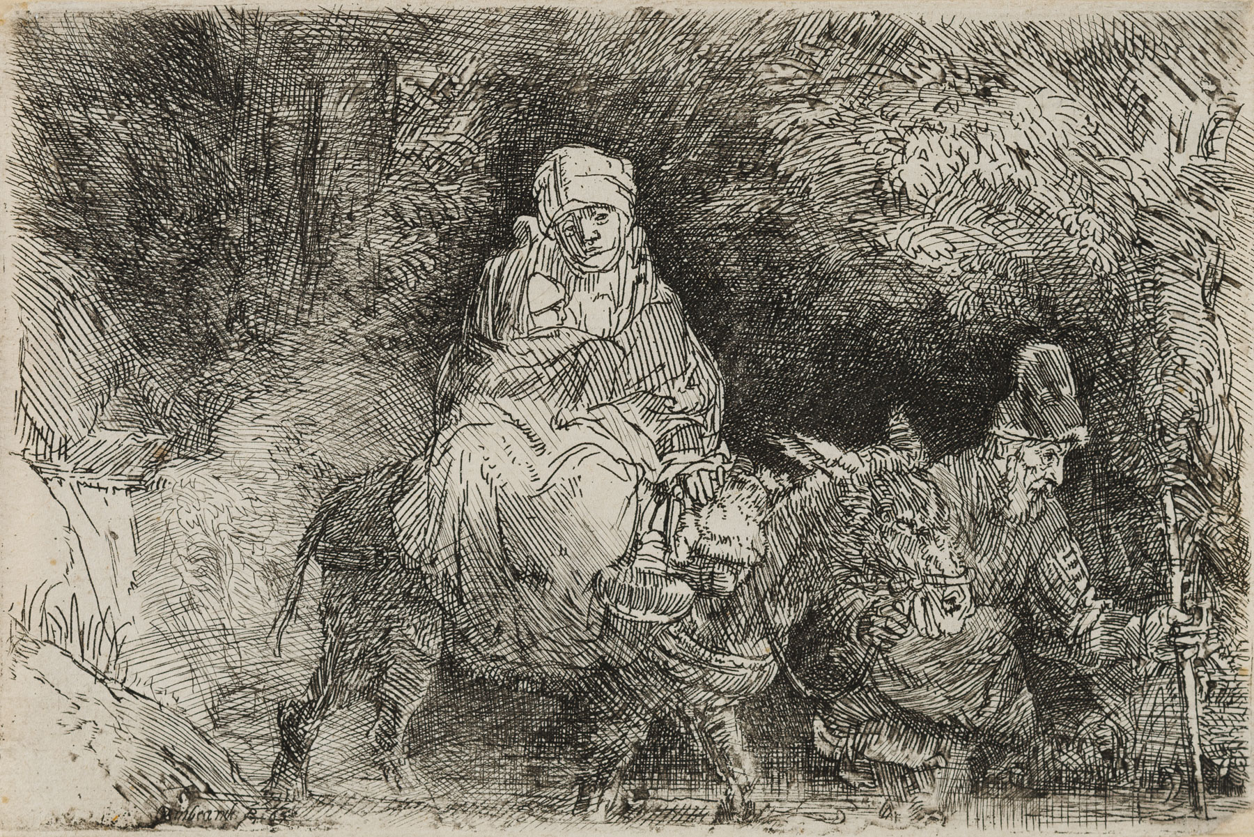 Flight Into Egypt:  Crossing a Brook by Harmensz van Rijn Rembrandt