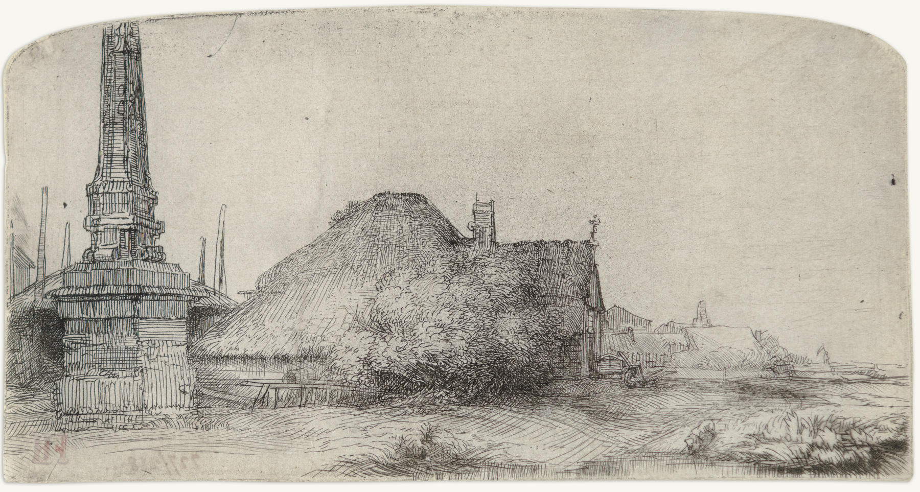 Cottage And Obelisk On The Spaarndammerdijk by Harmensz van Rijn Rembrandt