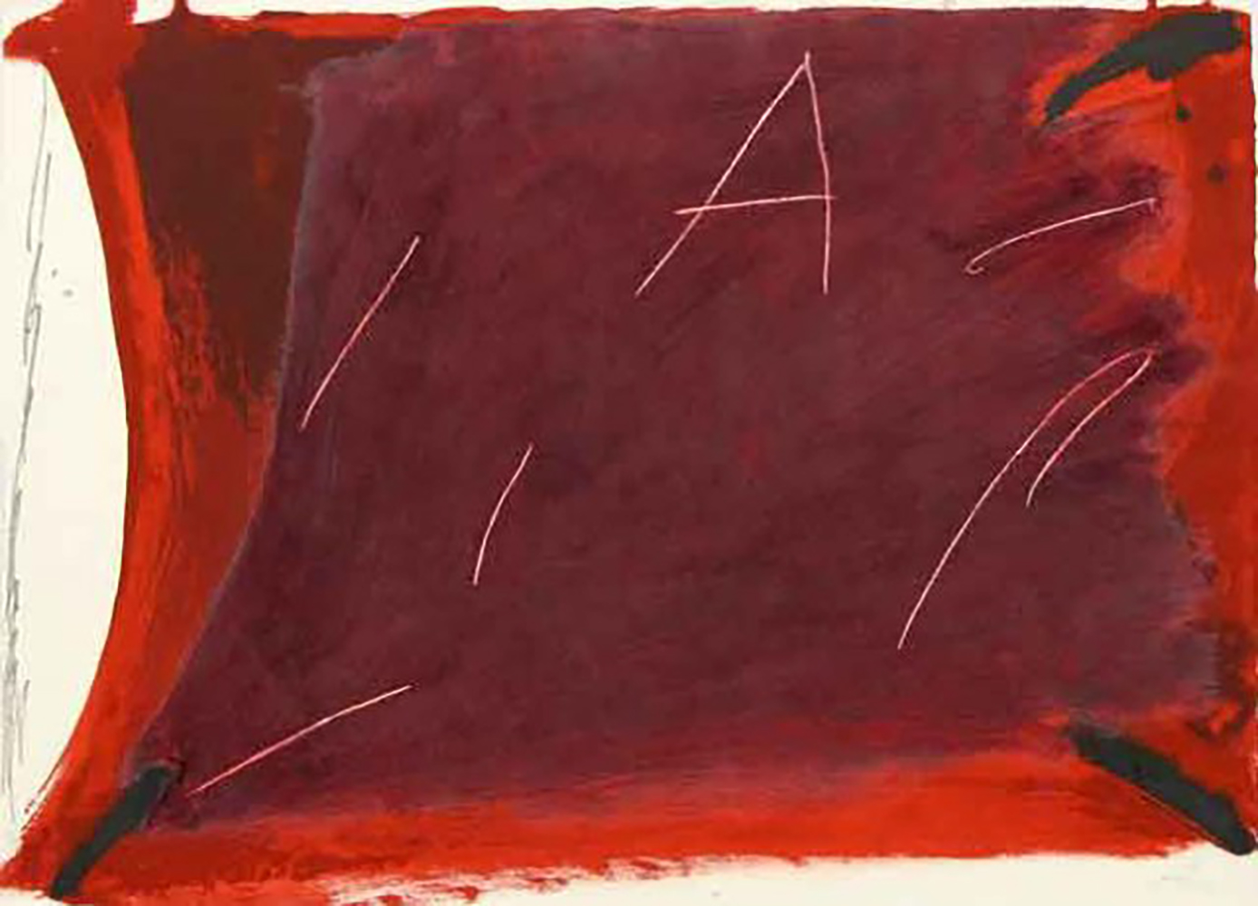 A Damunt Vermell 1 by Antoni Tapies