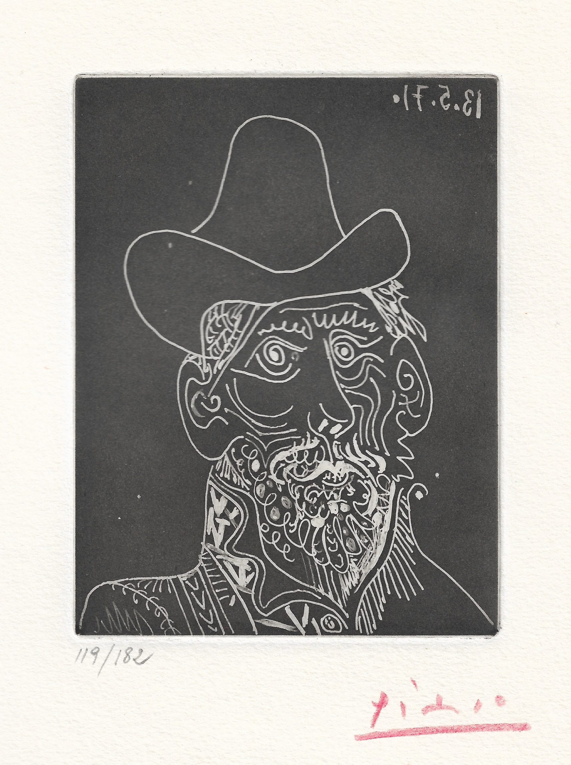 Buste d’homme barbu au chapeau by Pablo Picasso