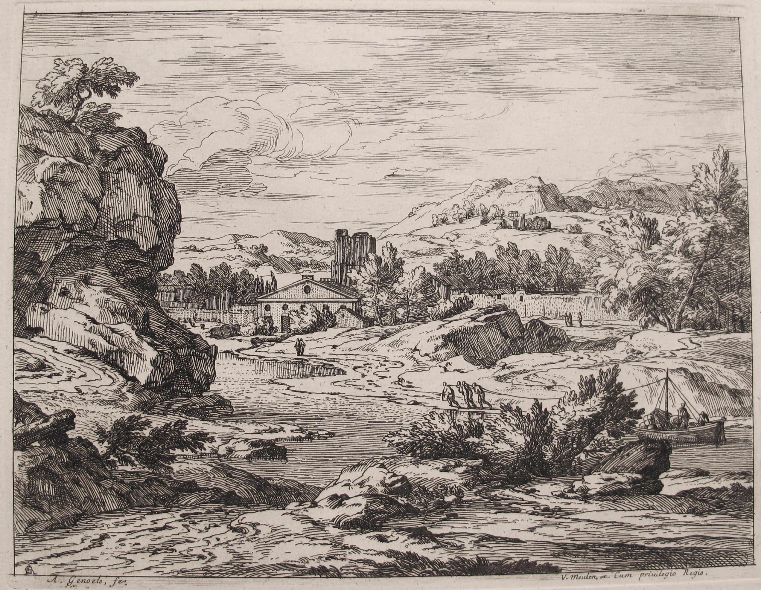 Landscape with Barge by Abraham Genoels