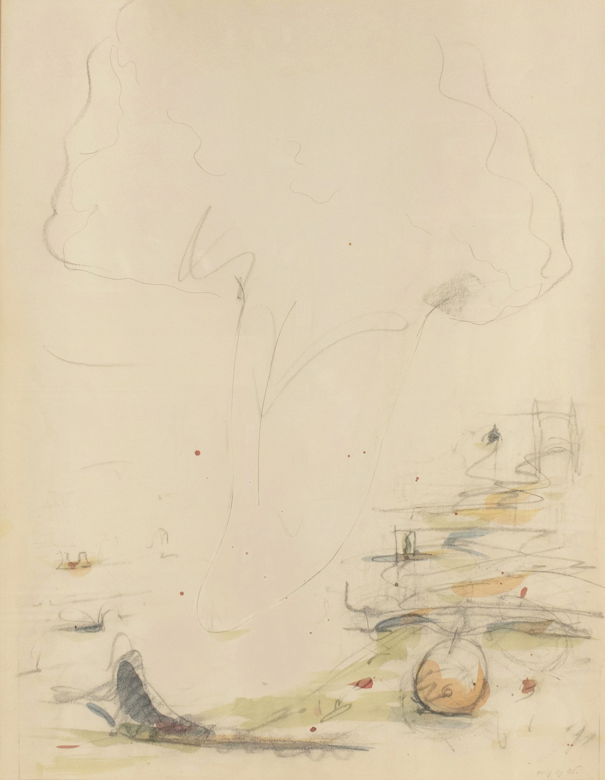 Study for Tongue Cloud Over London with Thames Ball (original drawing) by Claes Oldenburg