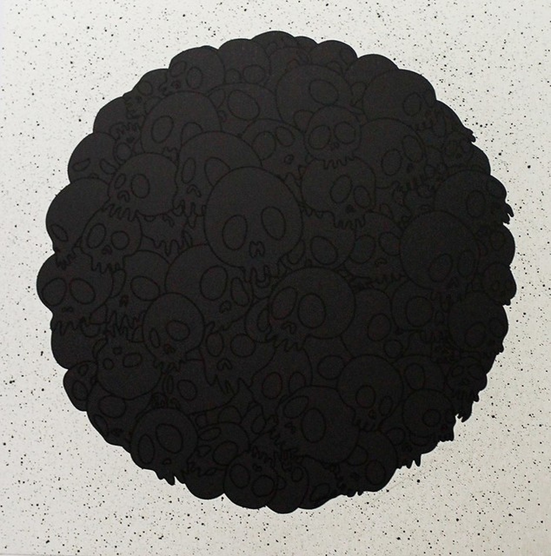 TM/KK For BLM. Black Flowers and Skulls Round by Takashi Murakami